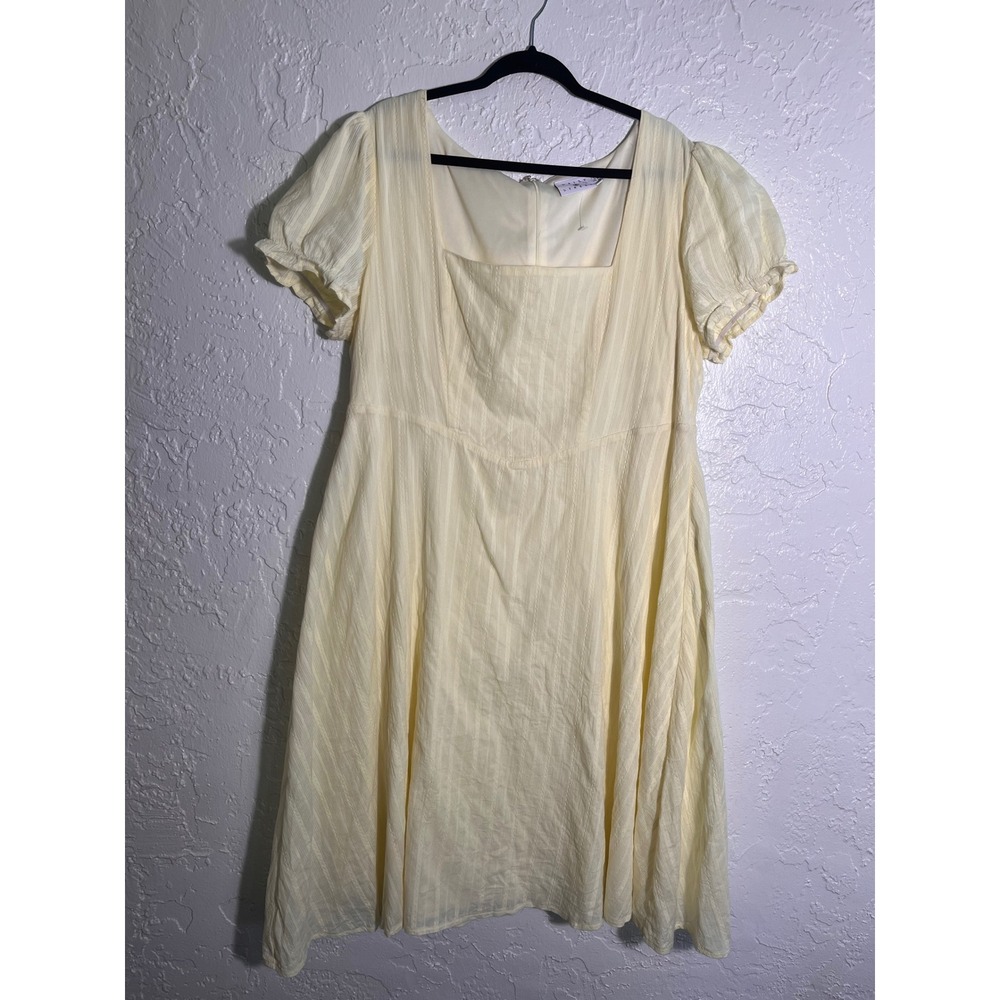 Daisy Street‎ Puff Sleeve Midi Dress Womens 1X 18 Cream Cottagecore Cotton